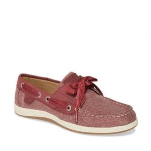 burgandy sparkle Sperrys